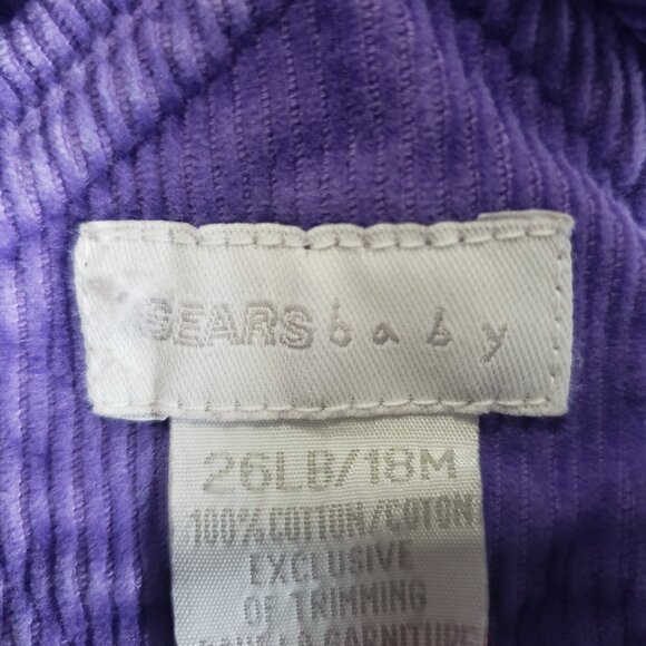 Vintage Sears Embroidered Overalls Floral Purple Corduroy Adjustable Straps 18m - Picture 8 of 8